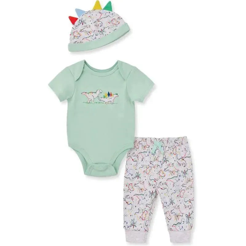 Little Me - Baby Boy Dinos Bodysuit & Pant, Grey Image 1