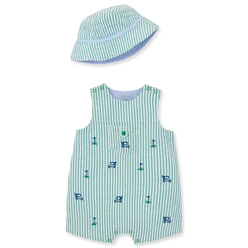 Little Me - Baby Boy Golf Sunsuit & Hat, Green Image 1