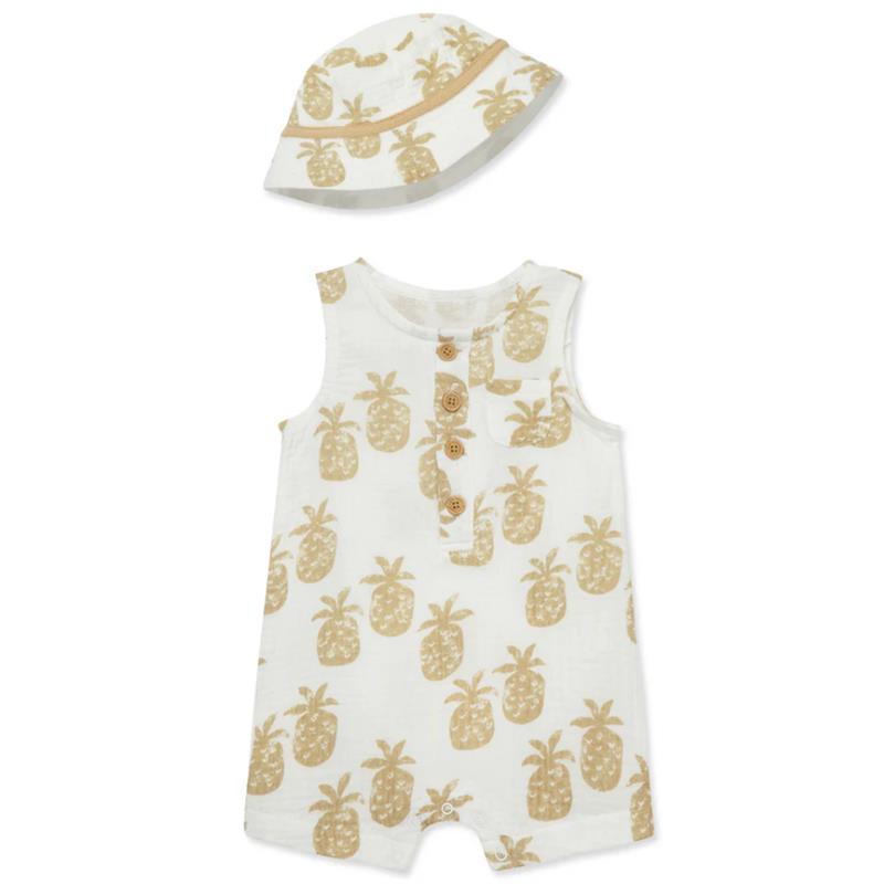 Little Me - Baby Boy Pineapple Romper Hat, Tan Image 3