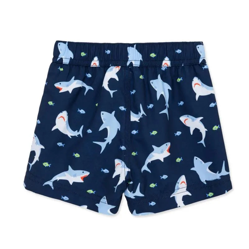 Little Me - Baby Boy Shark Swim Trunks Blue  Image 3