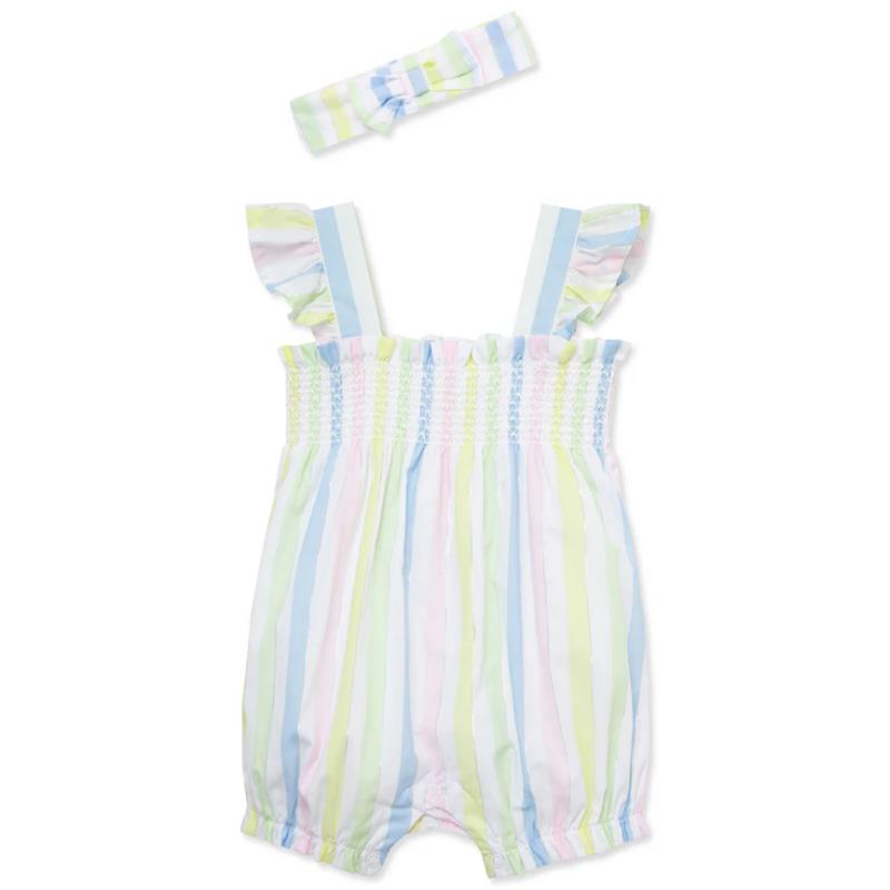 Little Me - Baby Girl Candy Stripe Bubble, Multicolor Image 1