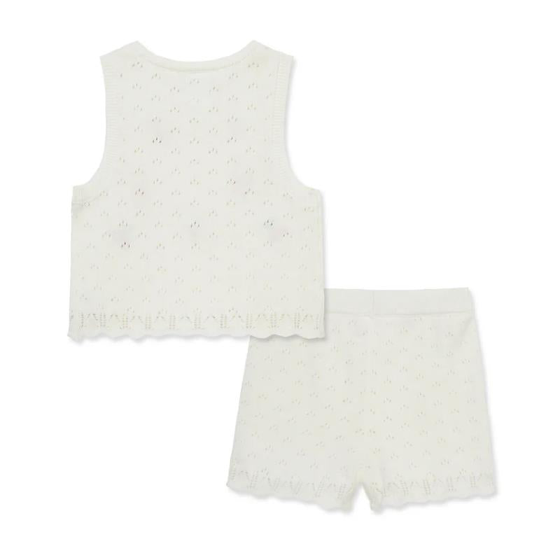 Little Me - Baby Girl Cherry Pointelle Set, Ivory Image 2