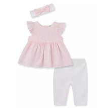 Little Me - Baby Girl Daisy Eyelet Set, White/Pink Image 1