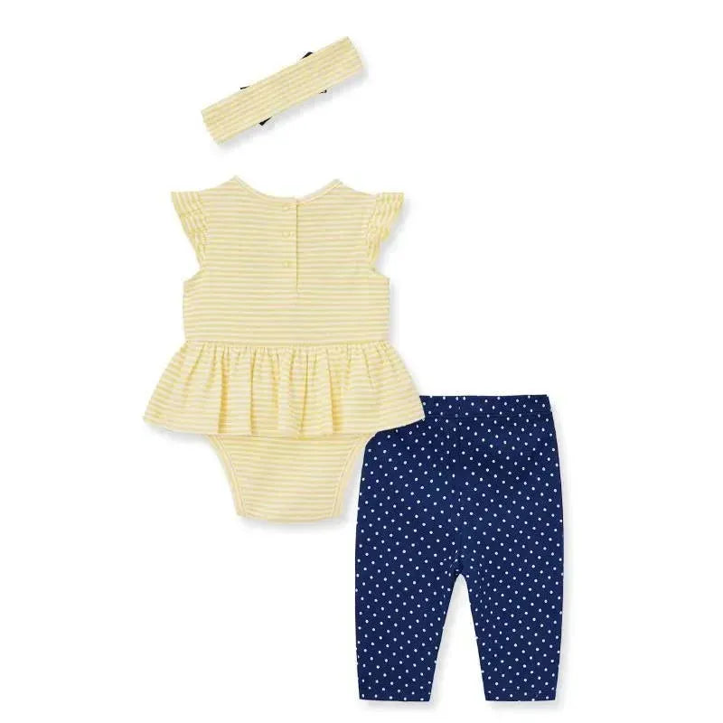 Little Me - Baby Girl Daisy Pals Bodysuit & Pant, Blue Image 2