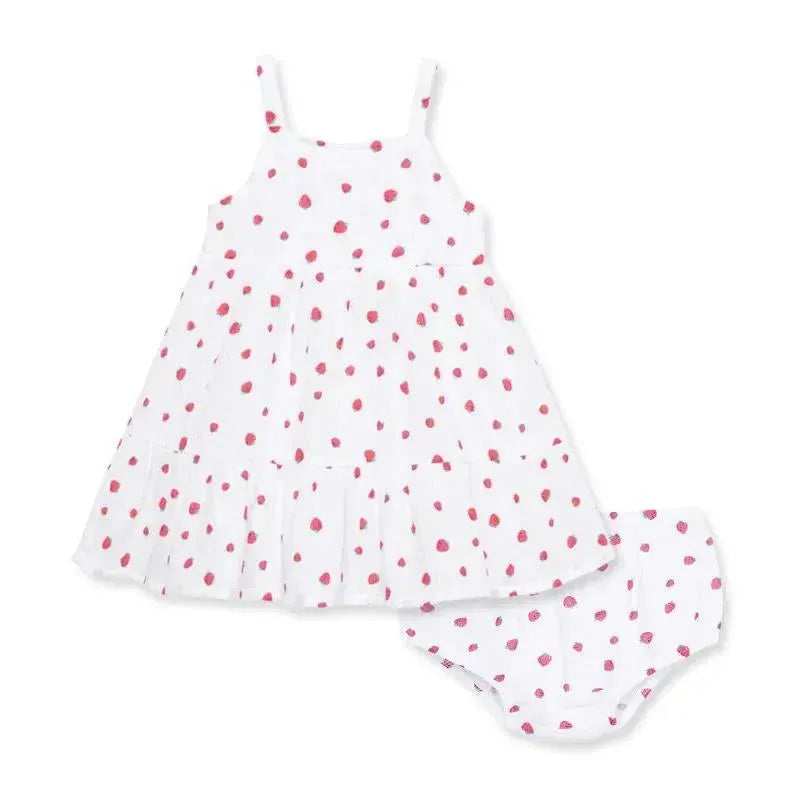 Little Me - Baby Girl Gauze Strawberry Sundress & Panty Image 2