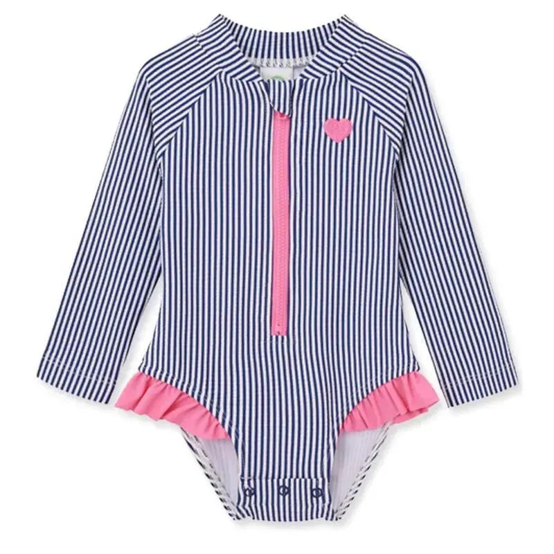 Little Me - Baby Girl Heart Rashguard Blue  Image 1