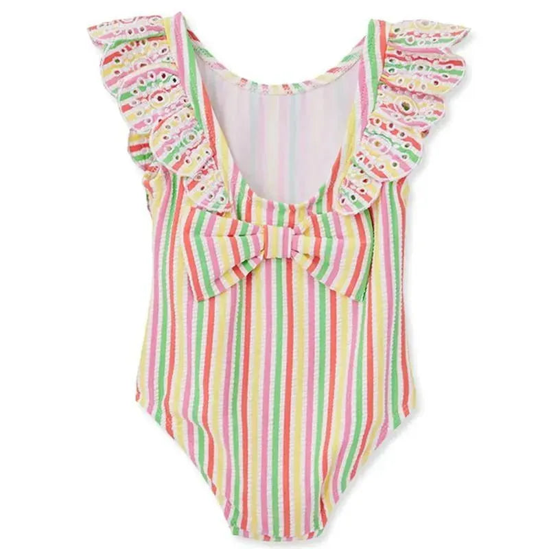 Little Me - Baby Girl Multi Stripe Swimsuit Image 2