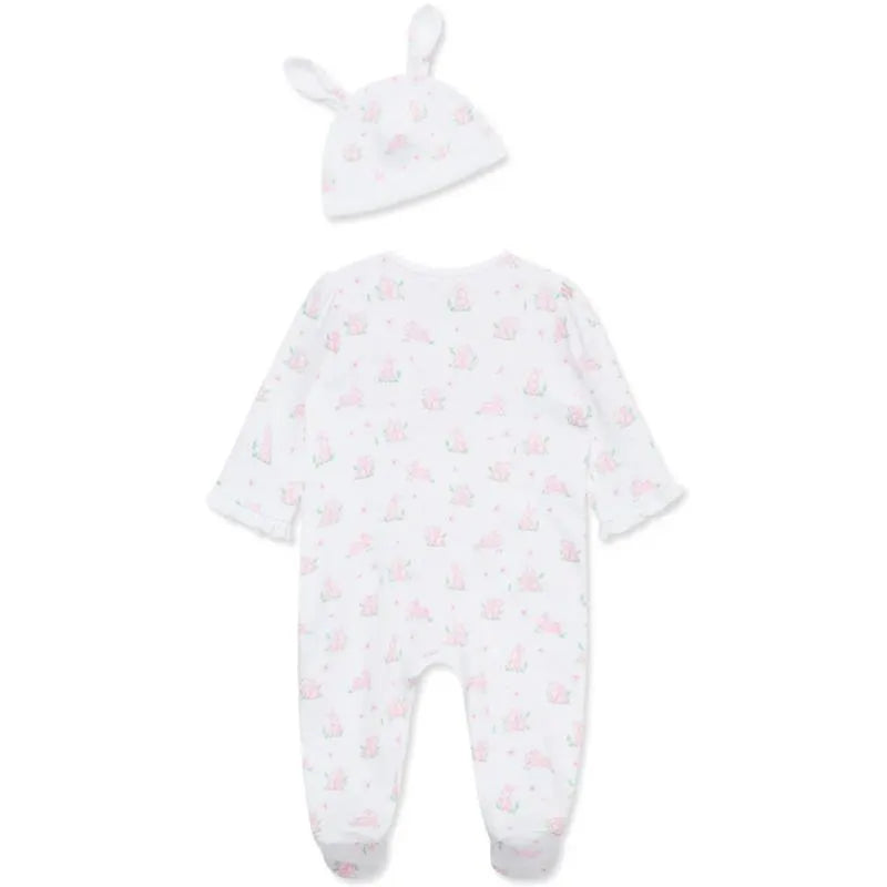 Little Me - Baby Girl Pink Bunny Footie & Hat Image 2