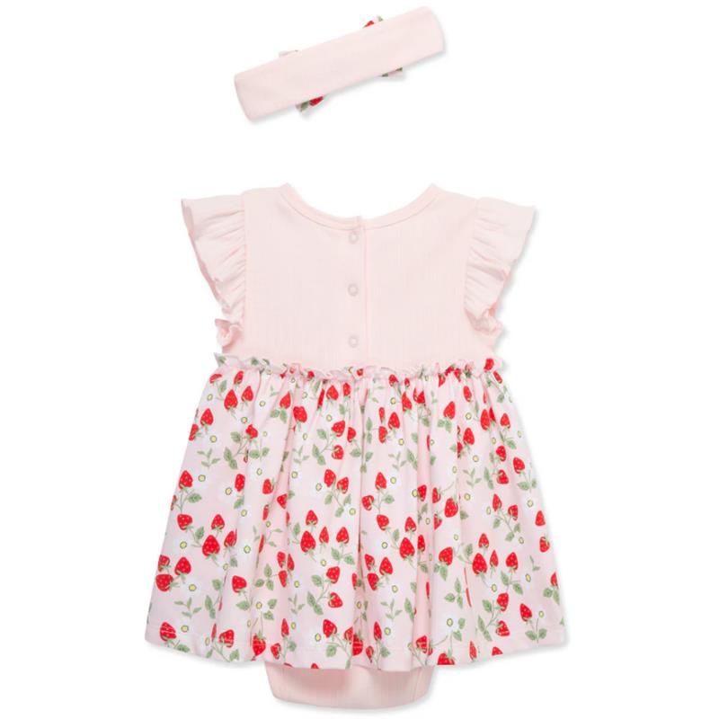 Little Me - Baby Girl Strawberries Bsuit Dress, Pink Image 3