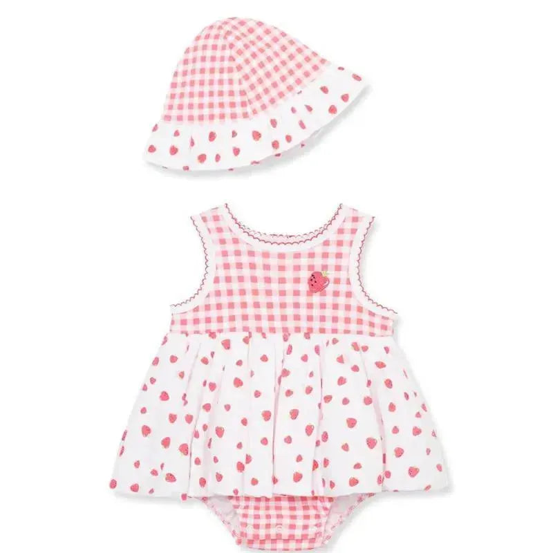 Little Me - Baby Girl Strawberries Popover & Hat Image 1