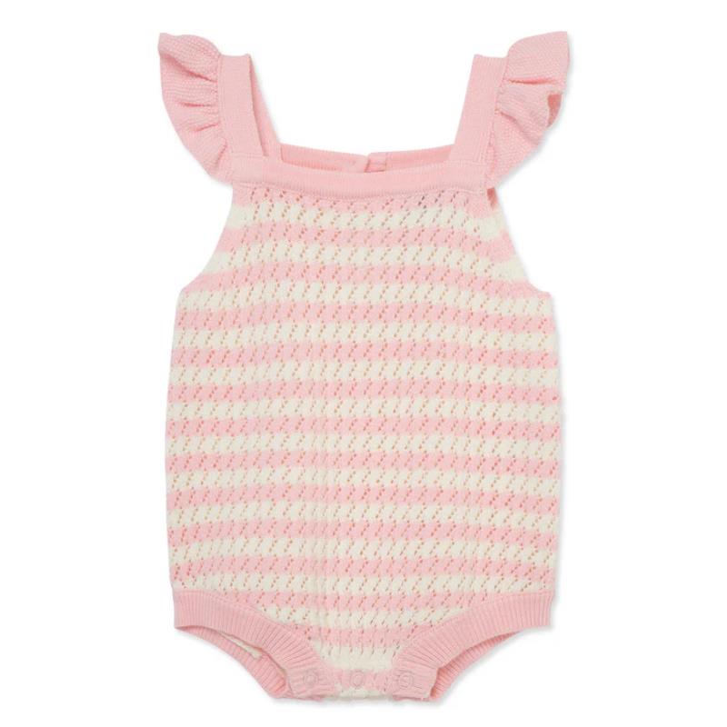 Little Me - Baby Girl Striped Bubble, Pink Image 2