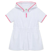 Little Me - Baby Girl Zip Swim Cover Up, White  Image 1