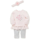 Little Me Bountiful Roses Legging Set - Heather Grey Image 2