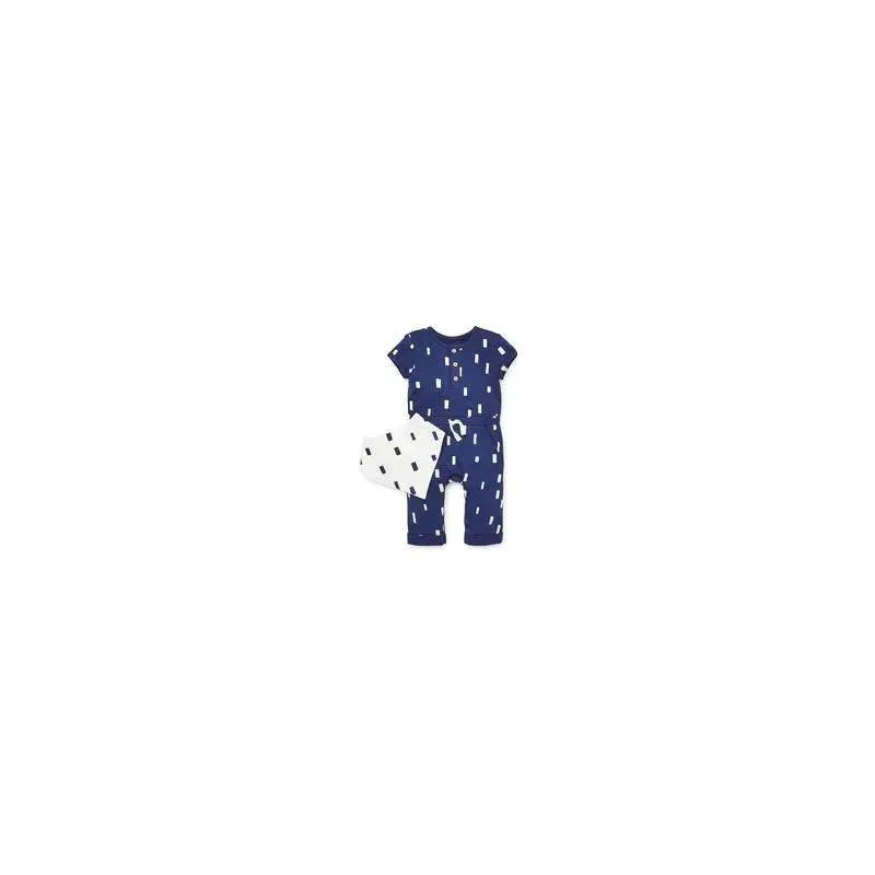 Little Me - Cacti Boys Coverall Set, Blue Image 1