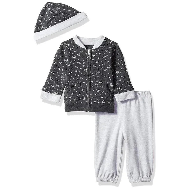 Little Me- Chalkboard Cardigan Set, Heather Gray.