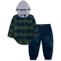 Little Me - Check Woven Pant Set - Pant/Shirt - Blue  Image 1