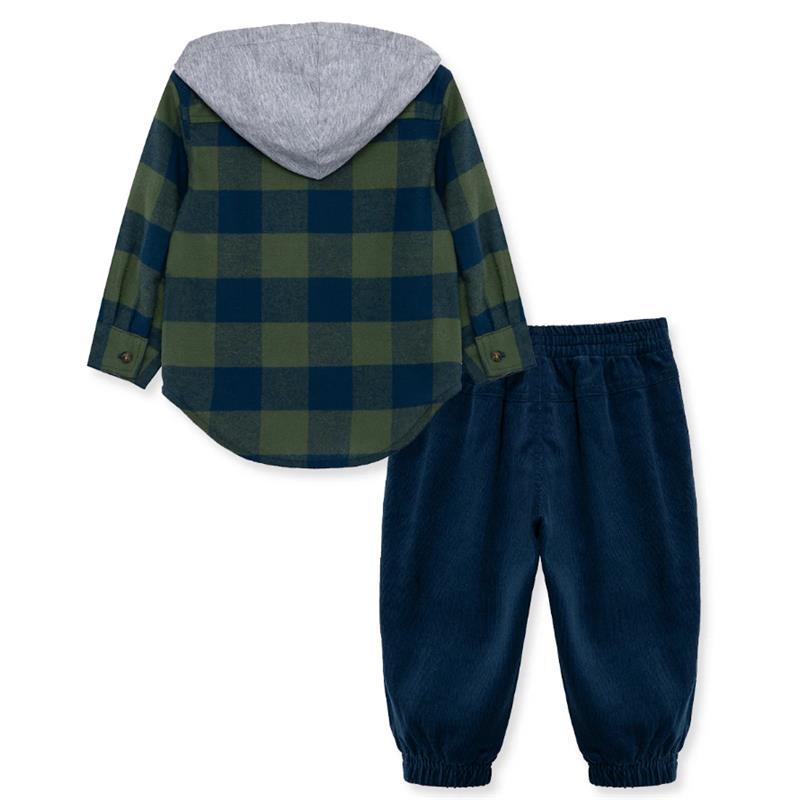 Little Me - Check Woven Pant Set - Pant/Shirt - Blue  Image 3
