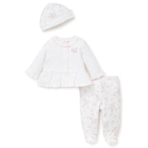 Little Me Dainty Roses Cardigan Set White/Pink Image 1