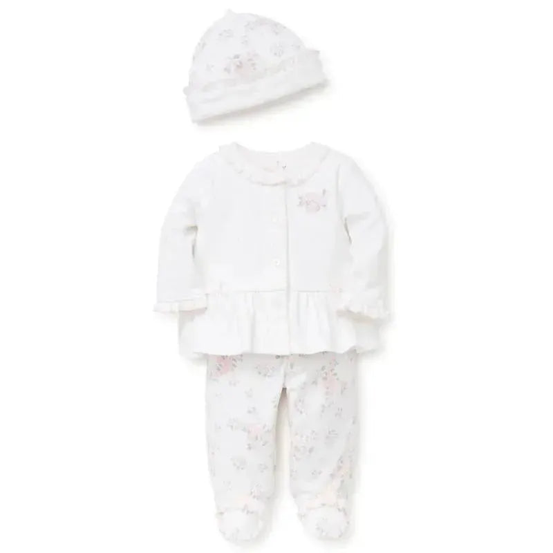 Little Me Dainty Roses Cardigan Set White/Pink Image 2