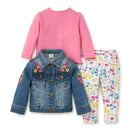 Little Me Denim Jacket Set, White Floral Image 1