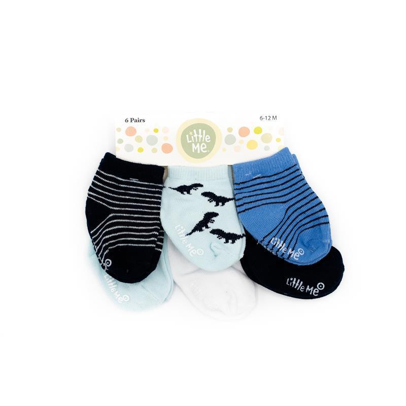Little Me Dino/Stripes 6pk Baby Boy Socks Image 1
