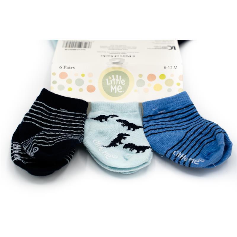 Little Me Dino/Stripes 6pk Baby Boy Socks Image 3