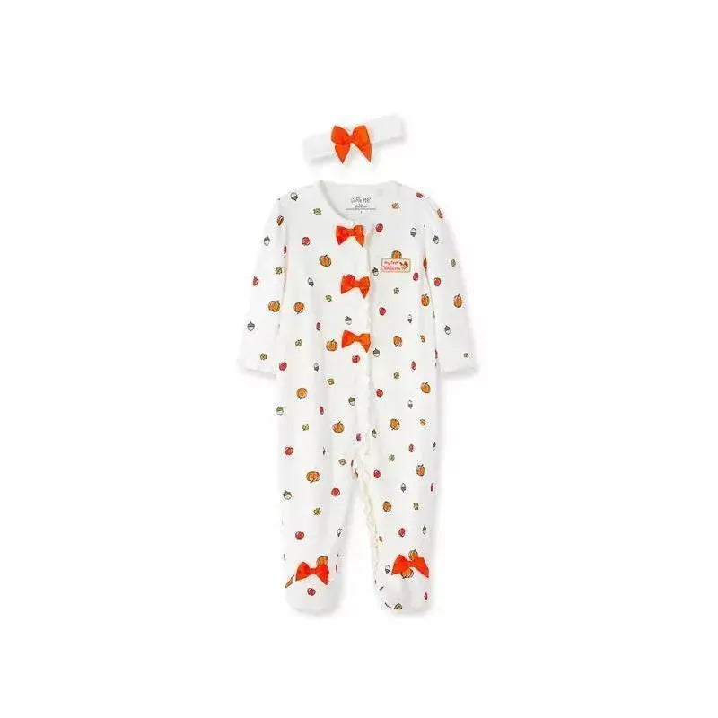 Little Me - Harvest Footie Hat, Ivory Print  Image 2