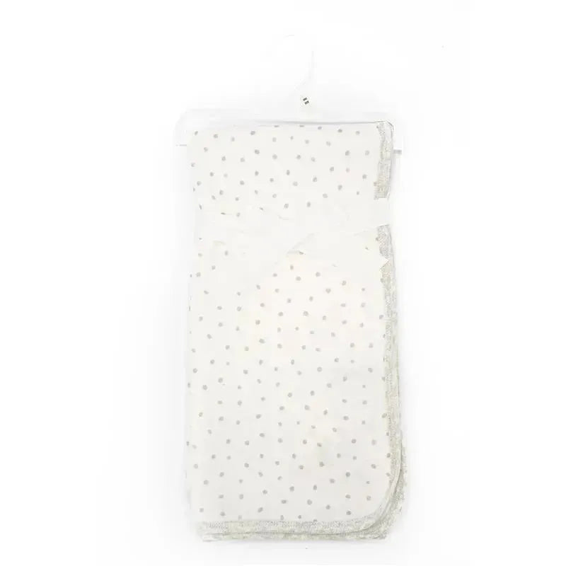 Little Me Ivory W/Grey Dots Baby Receiving Blanket Image 1