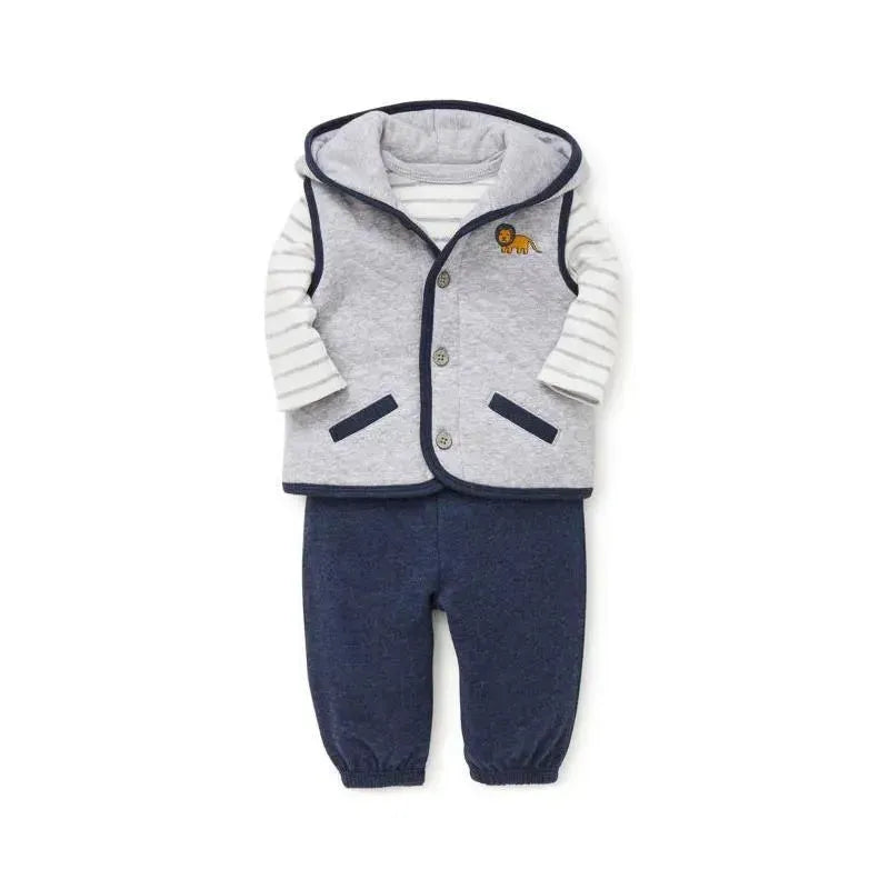 Little Me Jaunty Jungle Vest Set - Navy Image 3