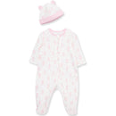 Little Me - Joyful Bear Footie-Hat, Pink Image 1