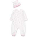 Little Me - Joyful Bear Footie-Hat, Pink Image 3