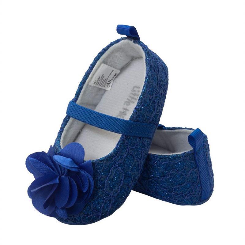 Little Me Lace Glitter Ballet Shoes - Medieval Blue Image 1