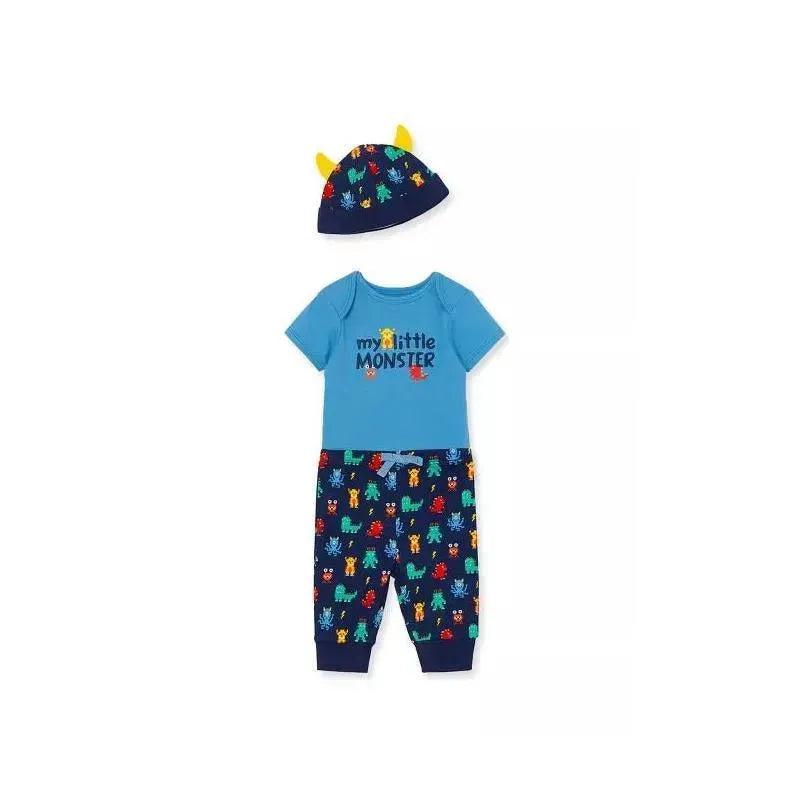 Little Me Monster Bodysuit Set - Blue Image 3