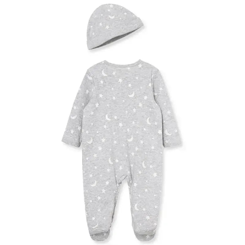 Little Me - Moon & Stars Footie, Grey Image 3