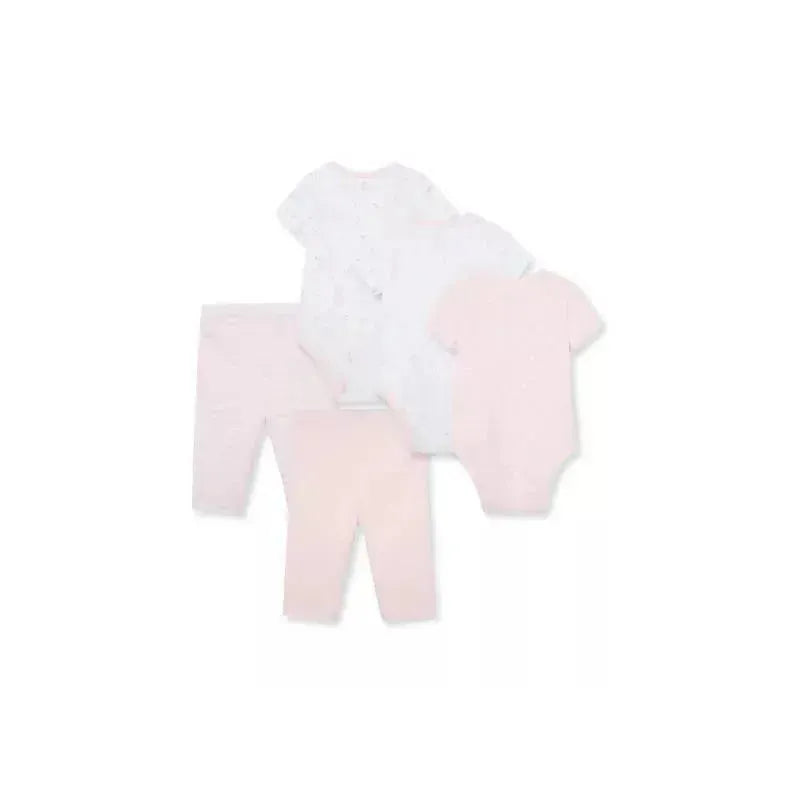Little Me Rose 5Pc Bodysuit w/ Pants Set - Pink Image 2