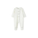 Little Me - Silver Dots Velour Footie, Ivory Image 1