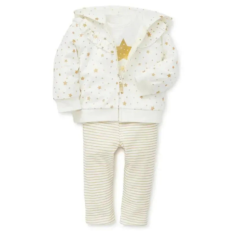 Little Me - Star Hoodie With Legging Set, Ivory Image 3