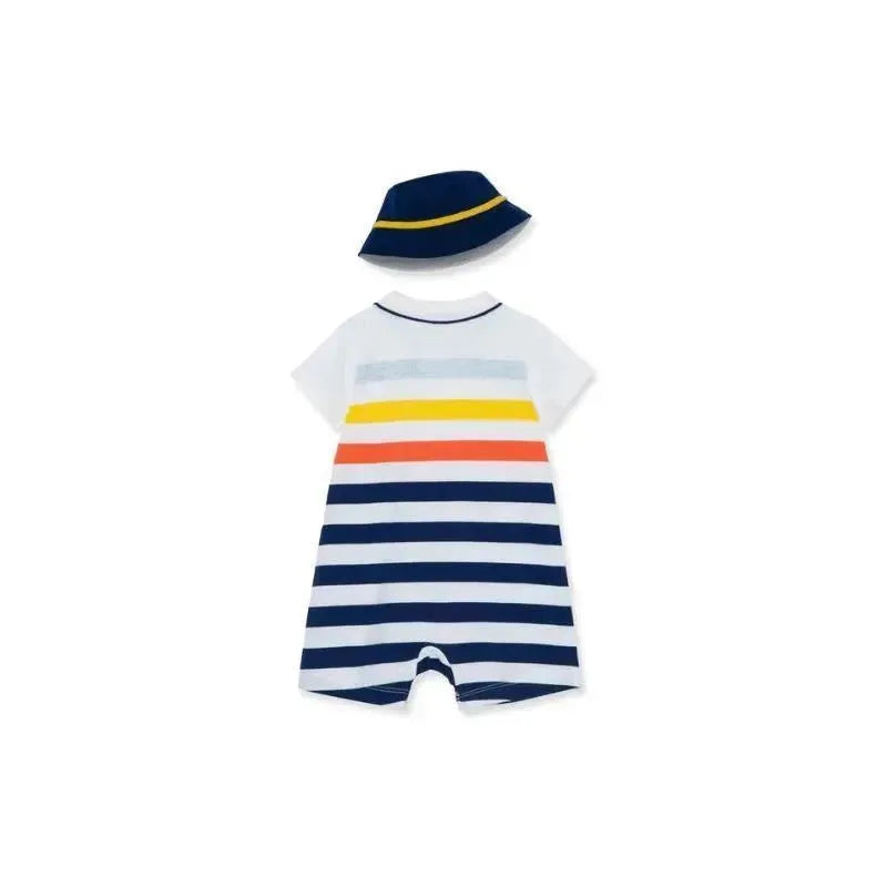 Little Me Striped Whale Romper - Blue Image 2