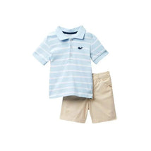 Little Me Whale Polo Short Set - Tan Image 1