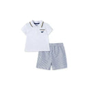 Little Me Whale Shorts Set - Blue Image 1