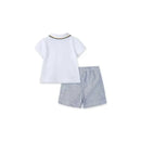 Little Me Whale Shorts Set - Blue Image 3