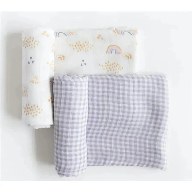 Little Unicorn - 2Pk Deluxe Muslin Swaddle, Rainbow Gingham Image 1