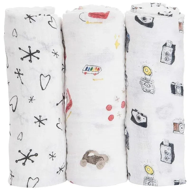 Little Unicorn 3 Pack Boss Baby Cotton Muslin Swaddle - Toy Box, Multi Image 1