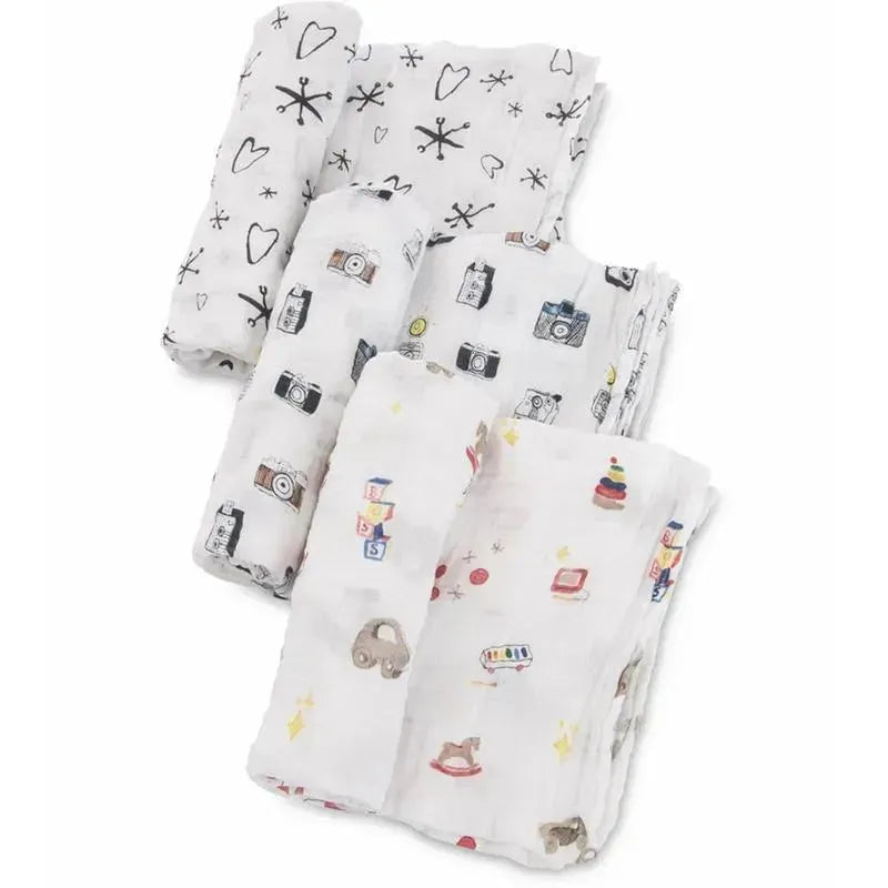 Little Unicorn 3 Pack Boss Baby Cotton Muslin Swaddle - Toy Box, Multi Image 2