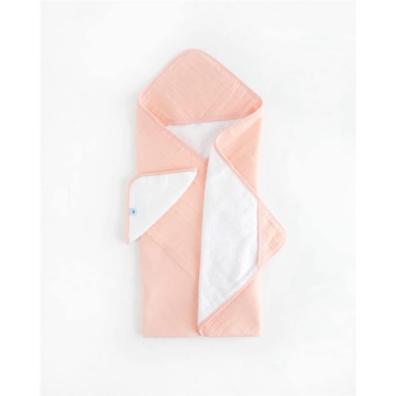 Little Unicorn - Cotton Infant Hooded Towel & Wash Cloth, Rose Petal Image 1