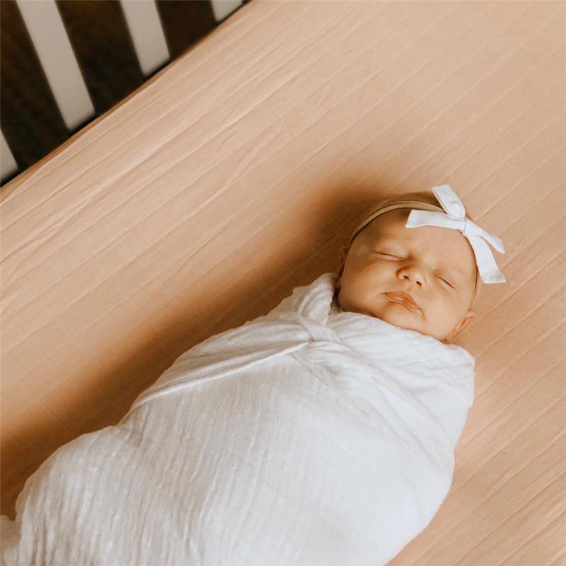 Little Unicorn Cotton Muslin Crib Sheet - Rose Petal Image 11