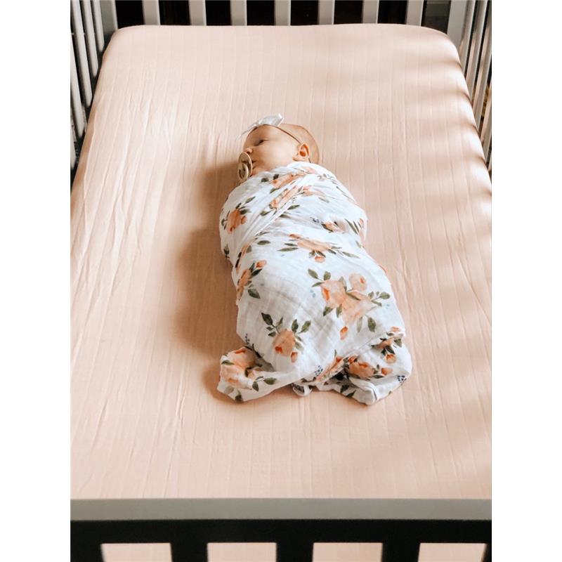Little Unicorn Cotton Muslin Crib Sheet - Rose Petal Image 13