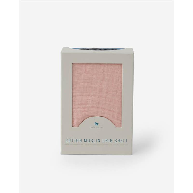Little Unicorn Cotton Muslin Crib Sheet - Rose Petal Image 3