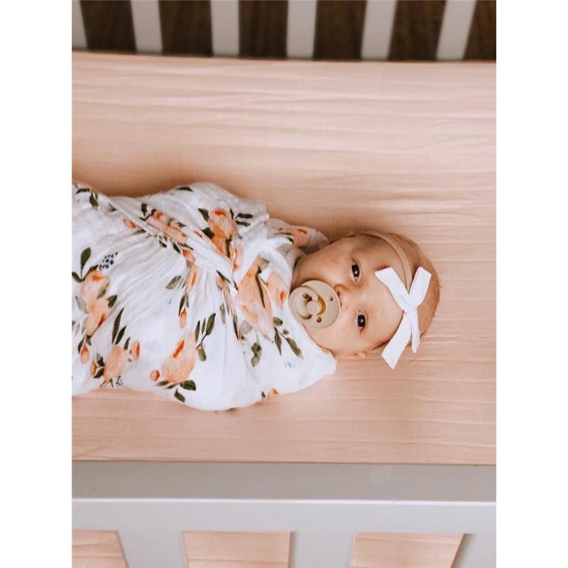 Little Unicorn Cotton Muslin Crib Sheet - Rose Petal Image 9