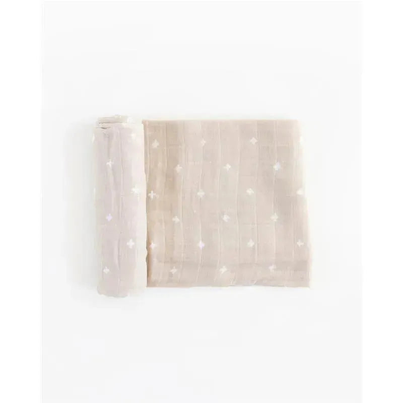 Little Unicorn Cotton Muslin Swaddle Blanket Single - Taupe Cross Image 1